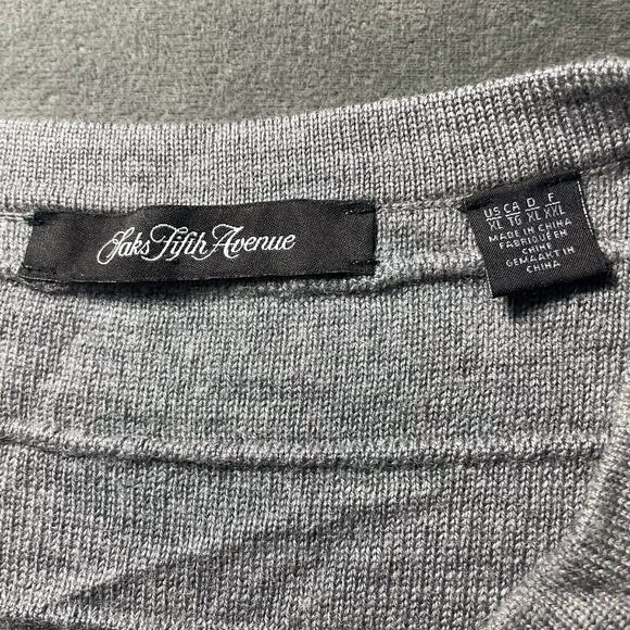 Saks Fifth Avenue Sweater 100% Merino Wool Textured Knit Pullover Gray Size XL - Picture 3 of 8